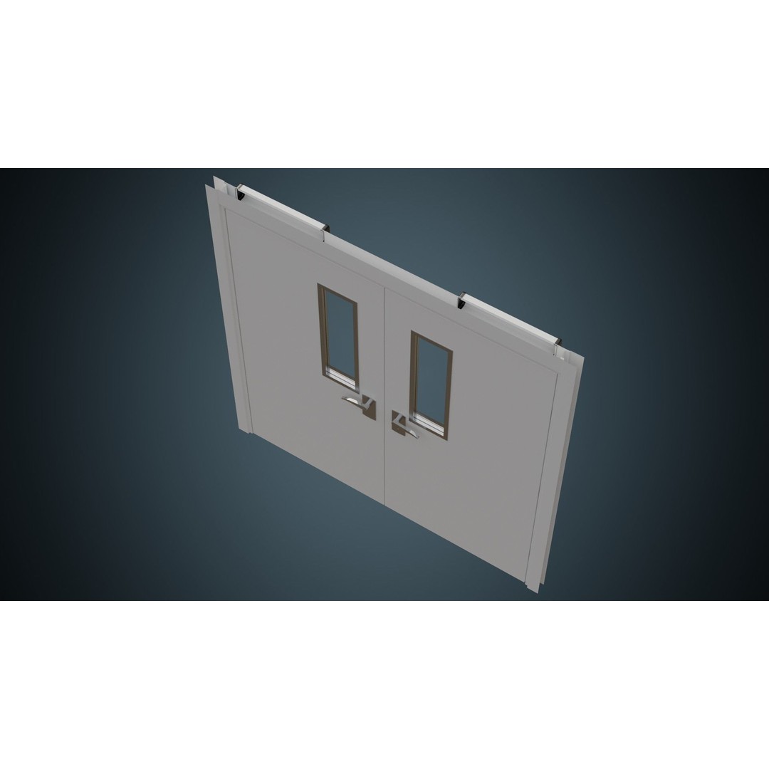 Hospital Door 3D Model – Low Poly Architectural Asset, FBX, OBJ - View 7