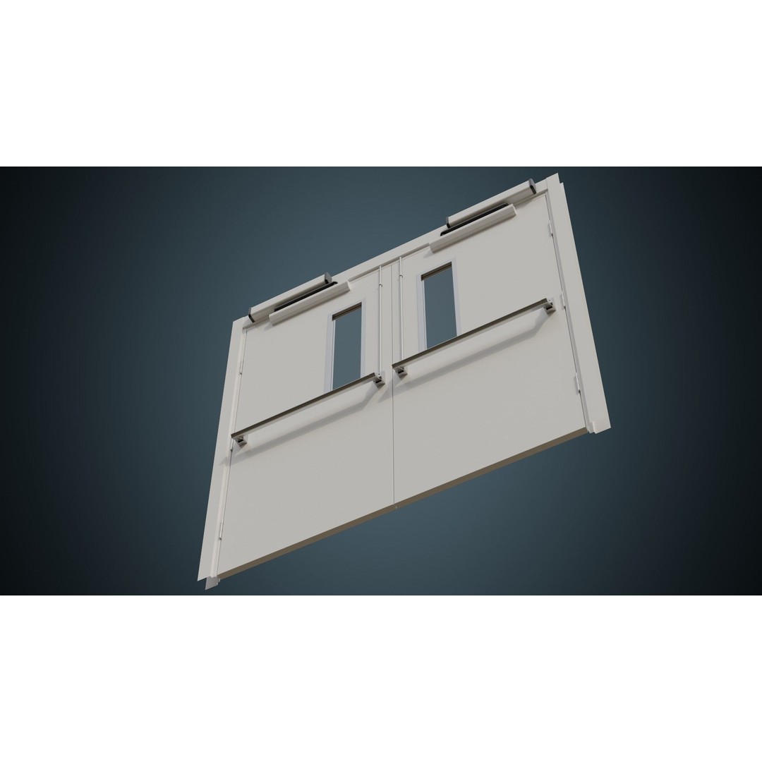 Hospital Door 3D Model – Low Poly Architectural Asset, FBX, OBJ - View 9