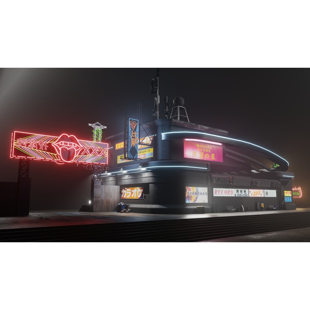 Cyberpunk Game Hall 3D Model – Low Poly Architectural Asset for Blender - View 10
