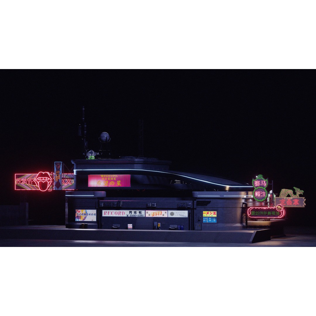 Cyberpunk Game Hall 3D Model – Low Poly Architectural Asset for Blender - View 11