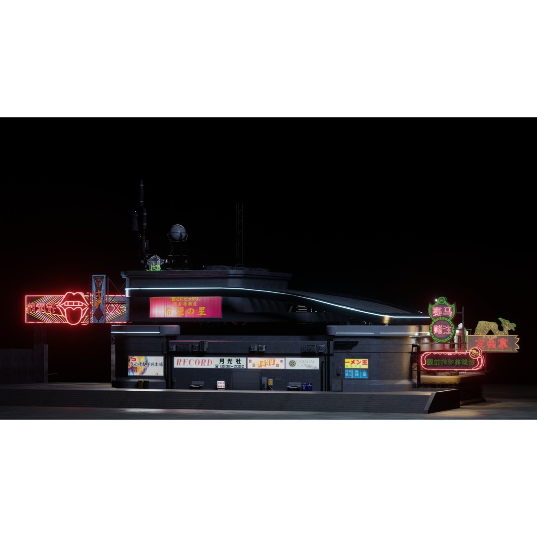Cyberpunk Game Hall 3D Model – Low Poly Architectural Asset for Blender - View 14