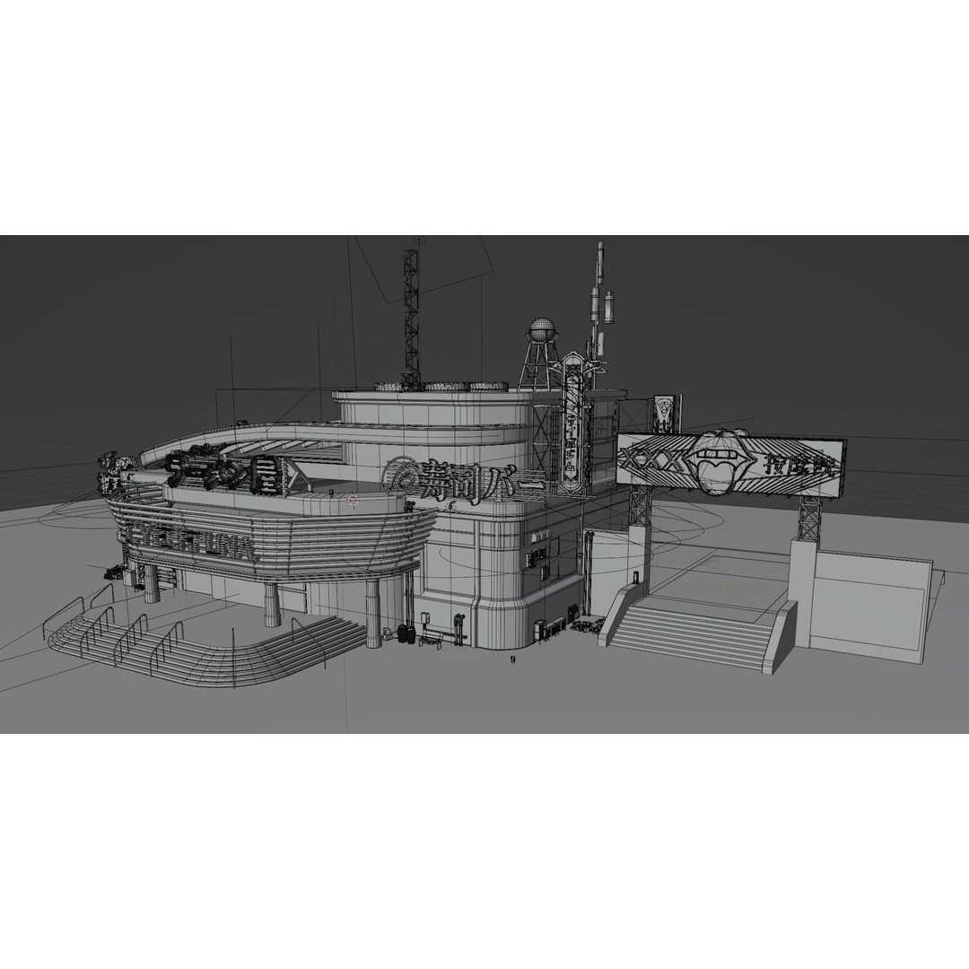 Cyberpunk Game Hall 3D Model – Low Poly Architectural Asset for Blender - View 15