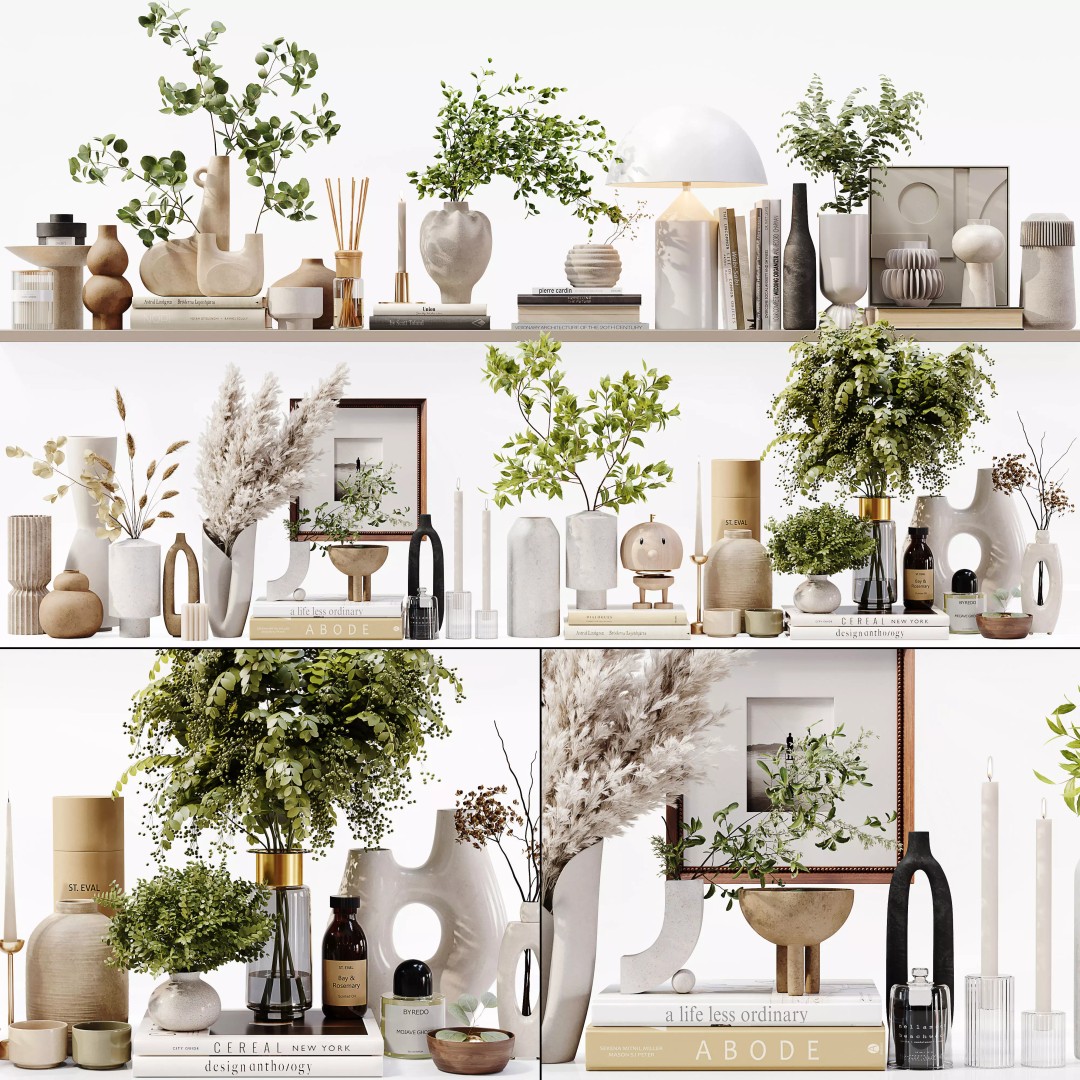 Decorative Set 235 3D Model – Low Poly Furnishing Collection, FBX, OBJ - View 2