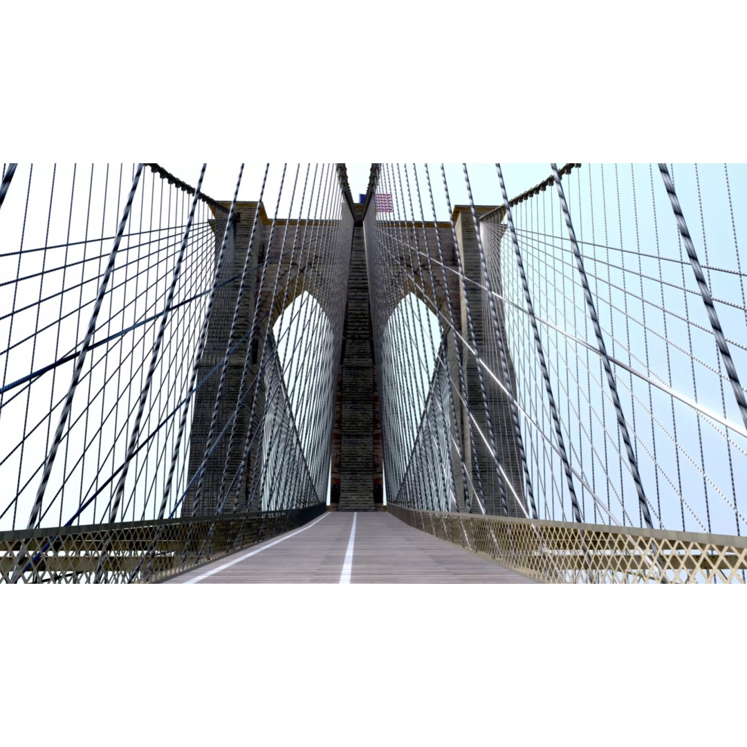 Brooklyn Bridge 3D Model – Low Poly Architectural Asset, FBX - View 2