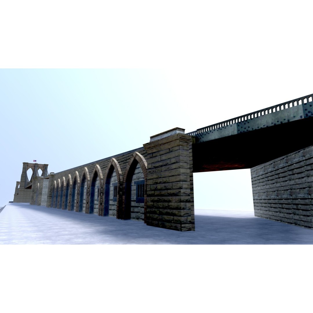 Brooklyn Bridge 3D Model – Low Poly Architectural Asset, FBX - View 24