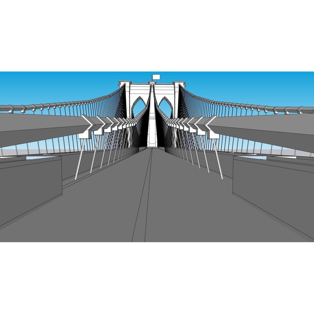 Brooklyn Bridge 3D Model – Low Poly Architectural Asset, FBX - View 32