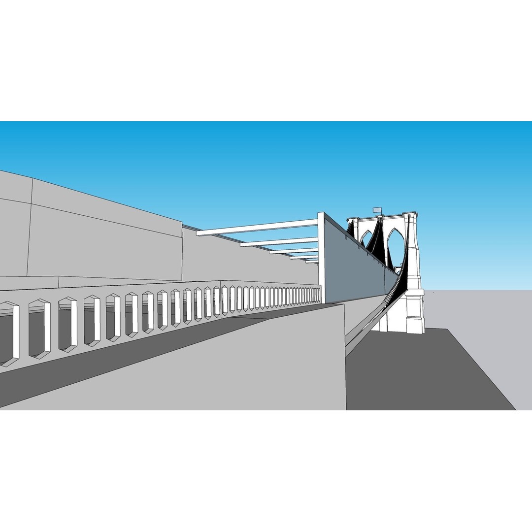 Brooklyn Bridge 3D Model – Low Poly Architectural Asset, FBX - View 39