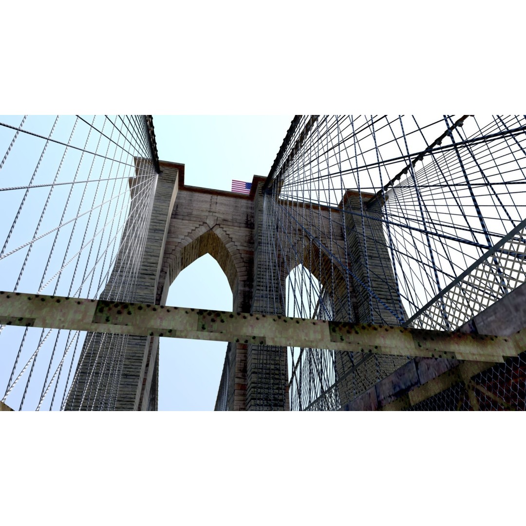 Brooklyn Bridge 3D Model – Low Poly Architectural Asset, FBX - View 4