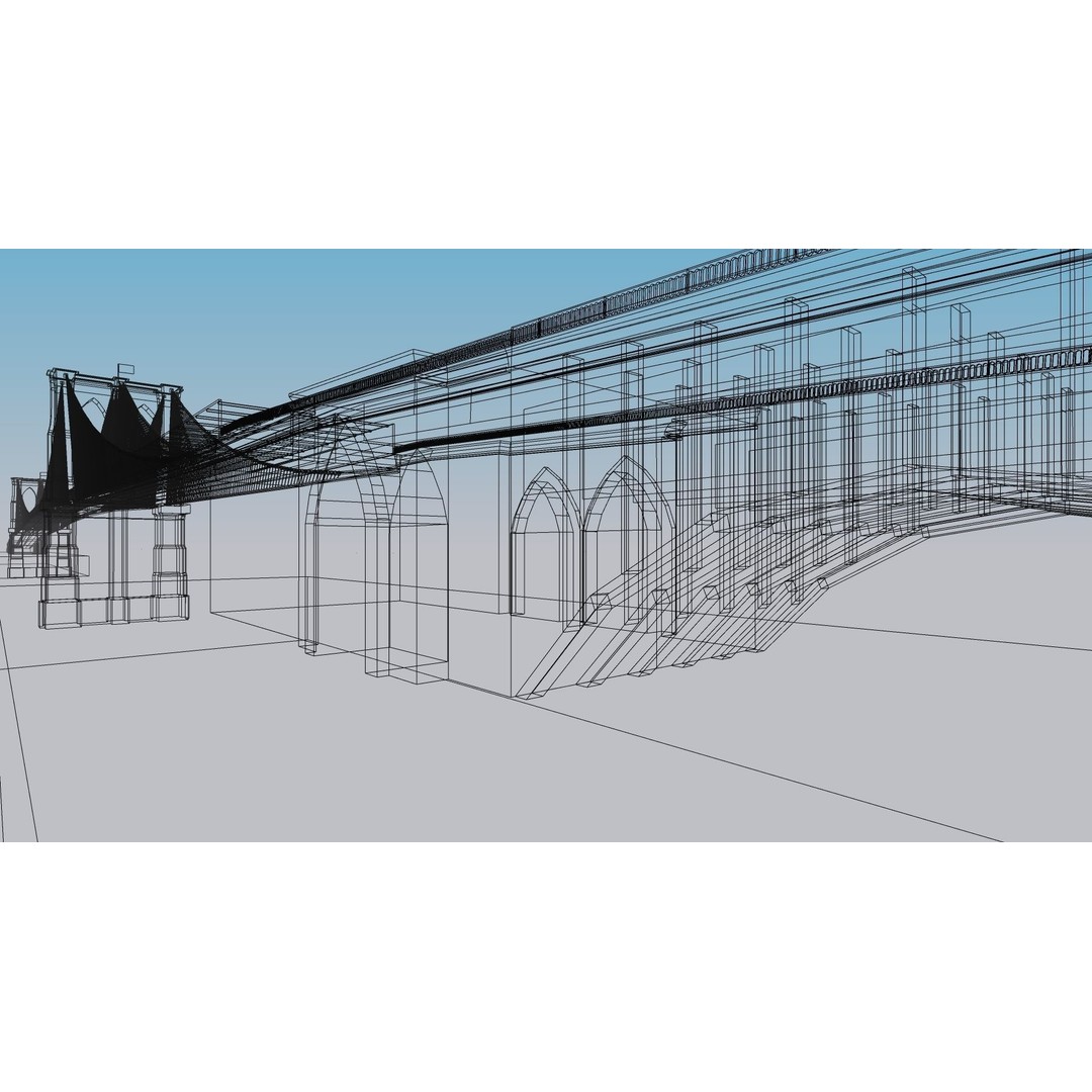 Brooklyn Bridge 3D Model – Low Poly Architectural Asset, FBX - View 41