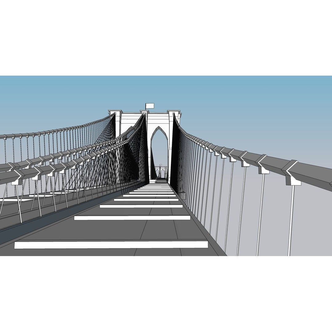 Brooklyn Bridge 3D Model – Low Poly Architectural Asset, FBX - View 43