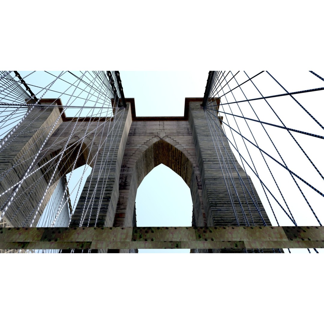 Brooklyn Bridge 3D Model – Low Poly Architectural Asset, FBX - View 5