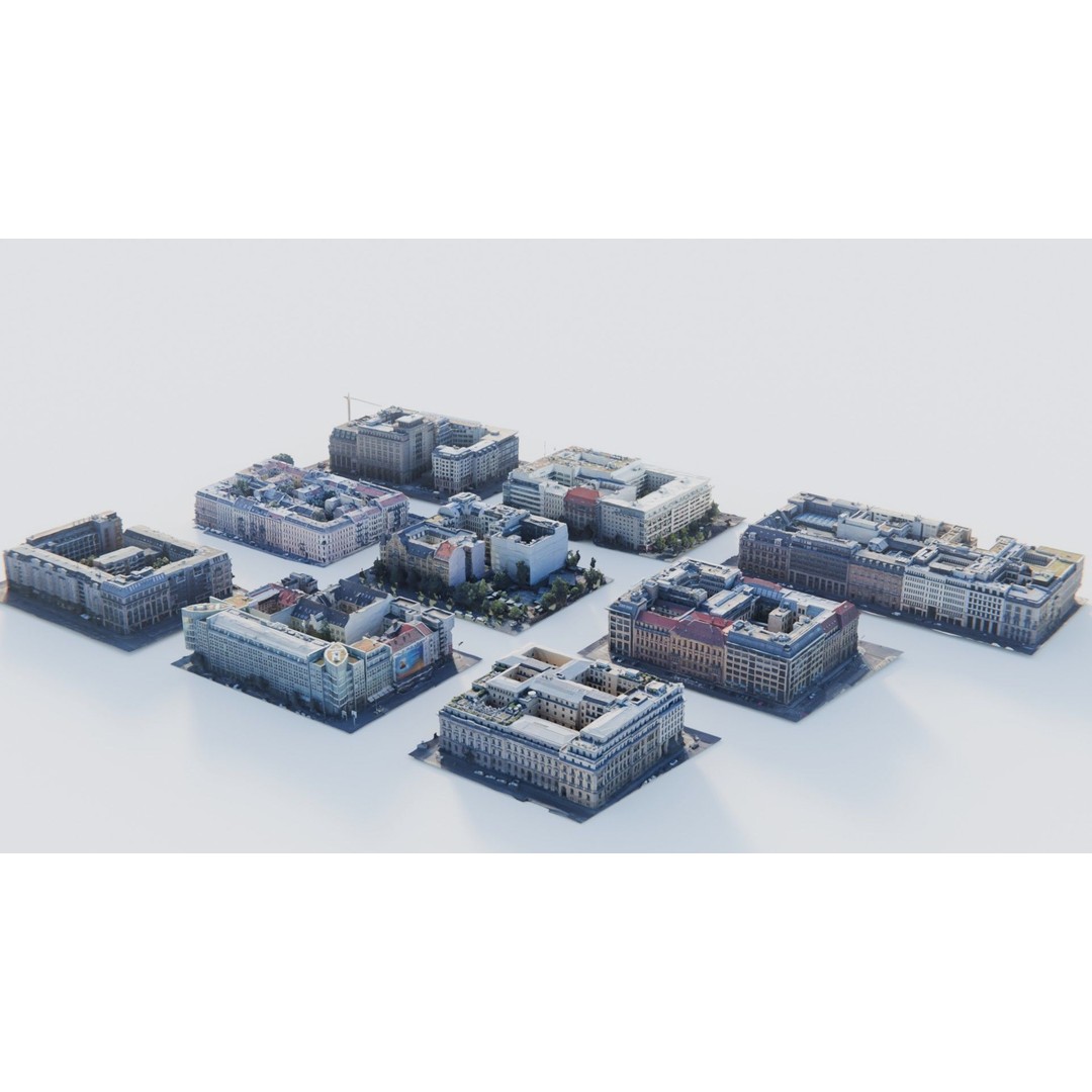 Berlin Urban Building Blocks 3D Model – Detailed Cityscape Asset, FBX - View 3