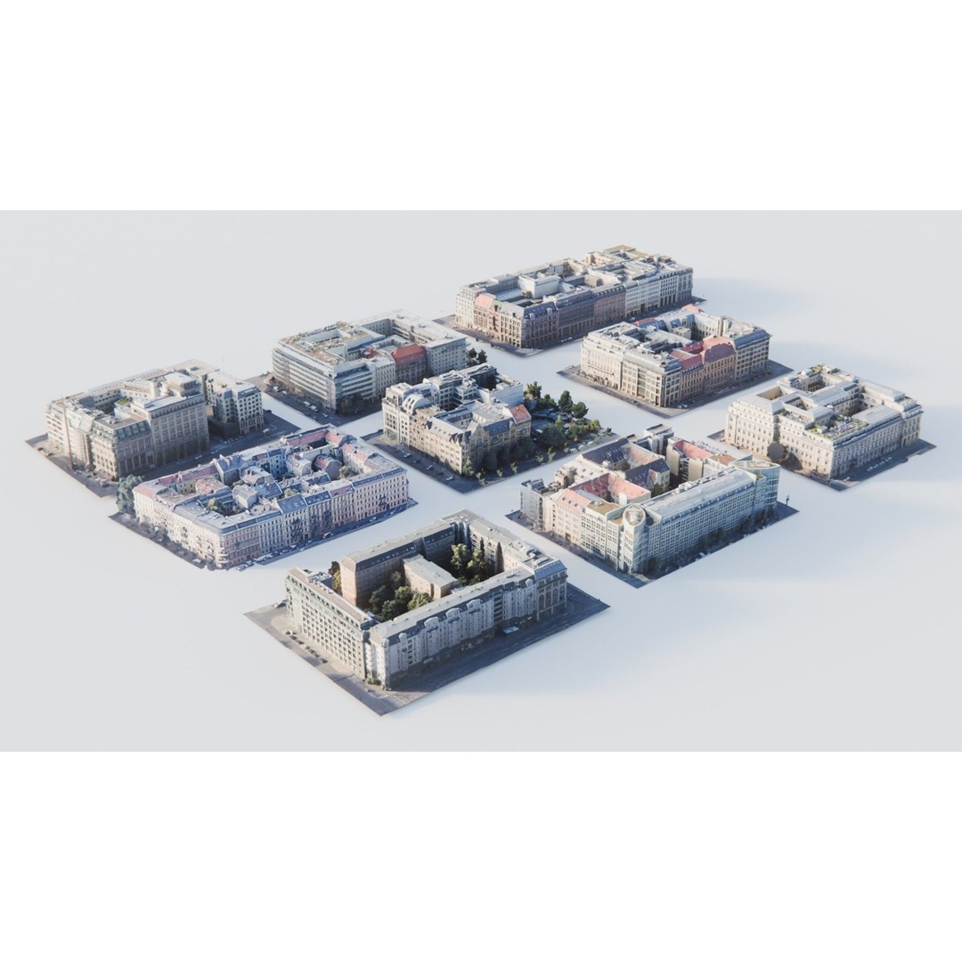 Berlin Urban Building Blocks 3D Model – Detailed Cityscape Asset, FBX - View 4