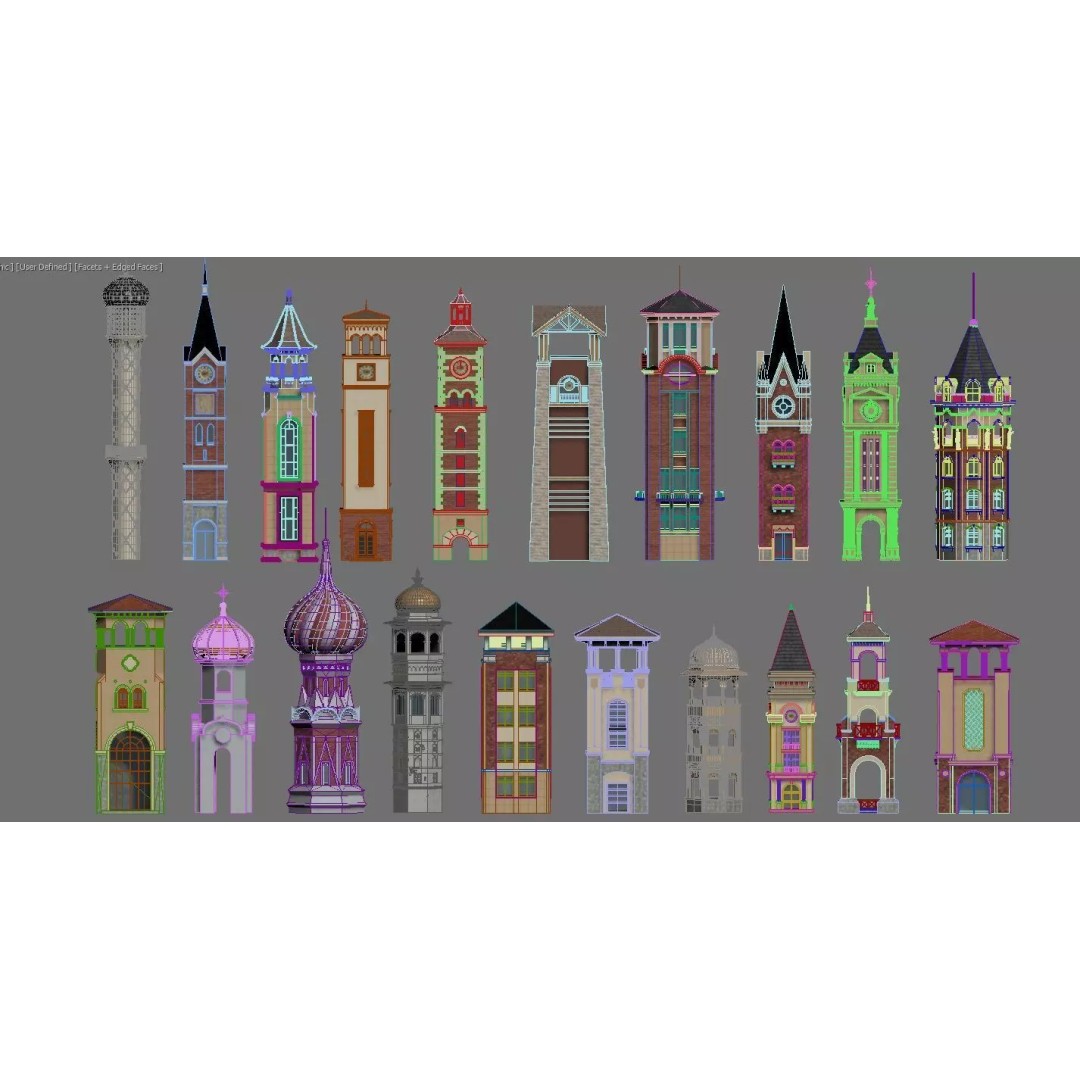 European Tower 3D Model – Architectural Collection, FBX, OBJ