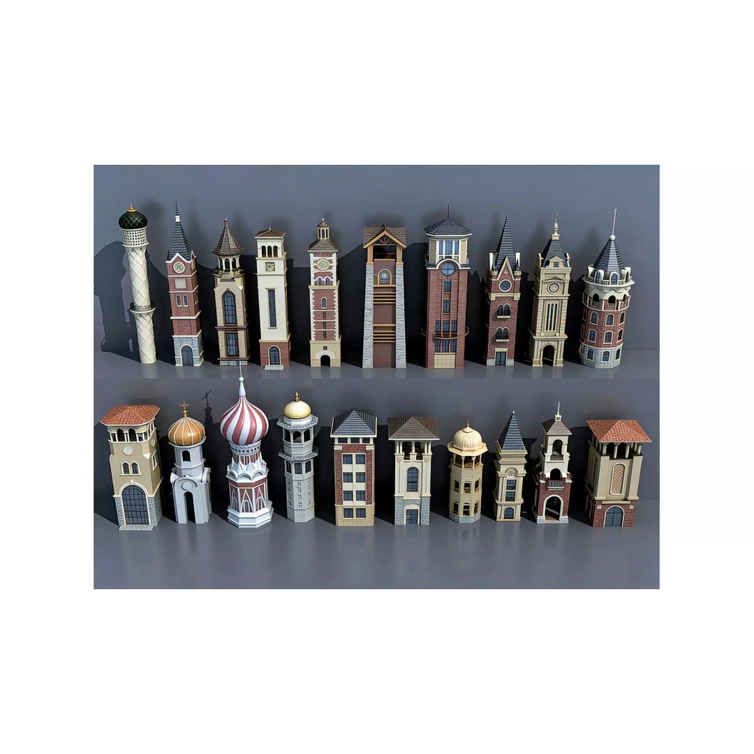 European Tower 3D Model – Architectural Collection, FBX, OBJ - View 2