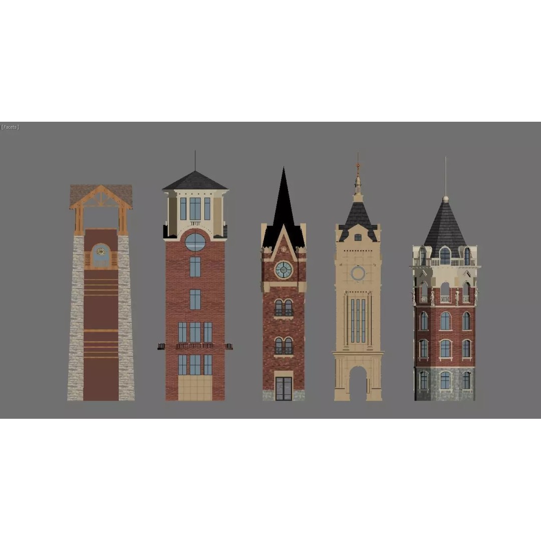 European Tower 3D Model – Architectural Collection, FBX, OBJ - View 5