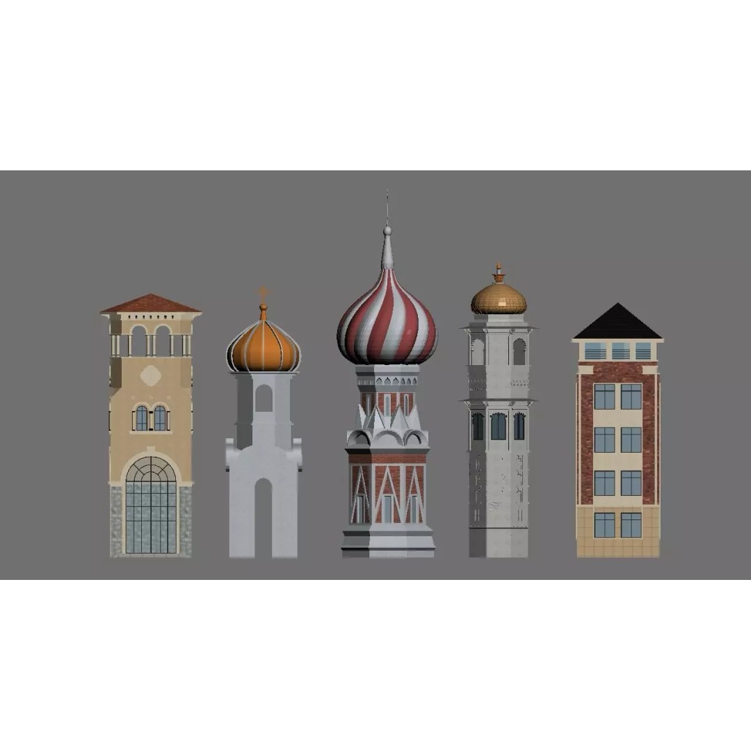 European Tower 3D Model – Architectural Collection, FBX, OBJ - View 7