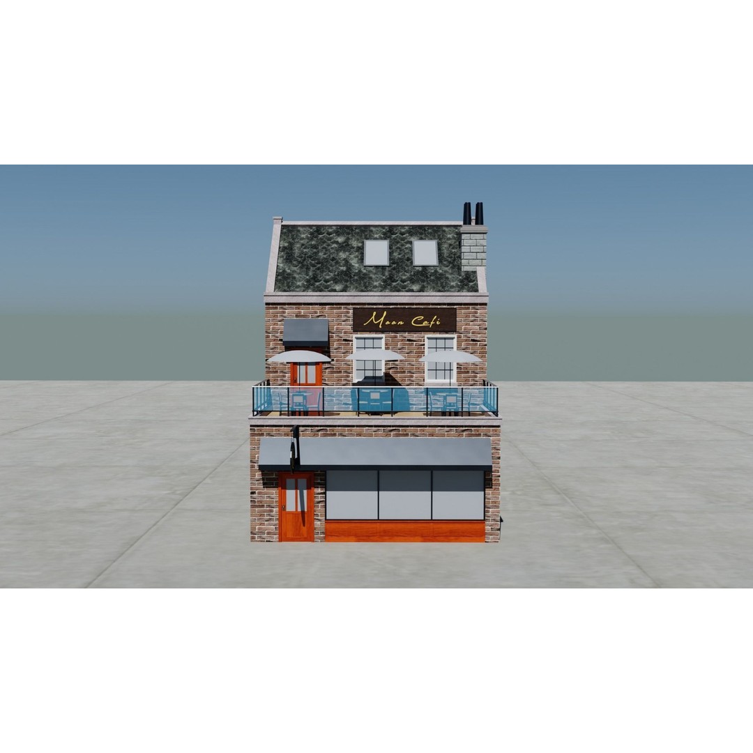 Small Town America Buildings 3D Model – Low Poly Game Asset, FBX - View 100