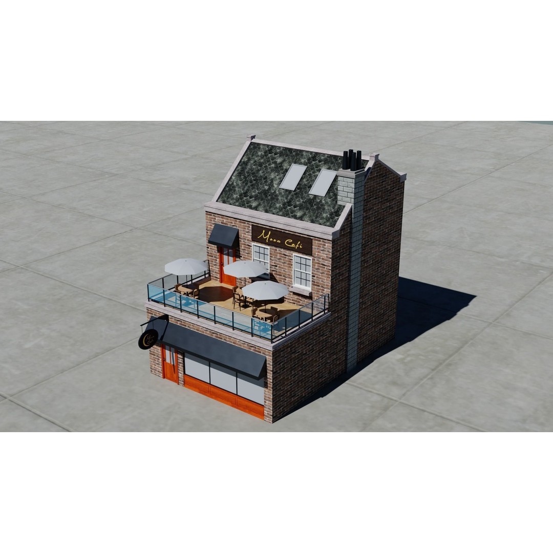 Small Town America Buildings 3D Model – Low Poly Game Asset, FBX - View 101