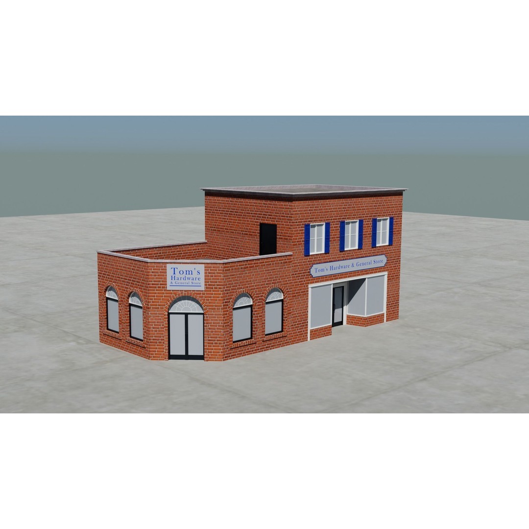 Small Town America Buildings 3D Model – Low Poly Game Asset, FBX - View 104