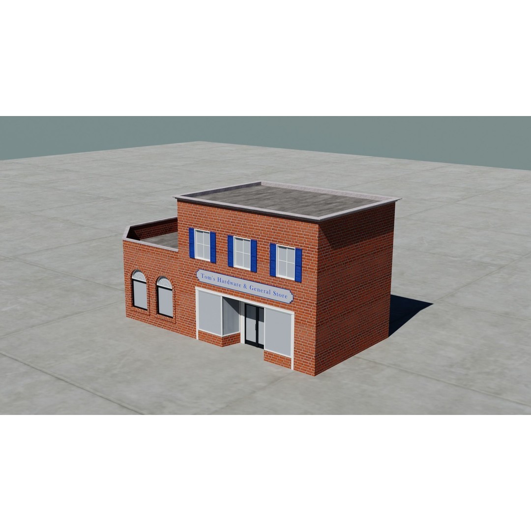 Small Town America Buildings 3D Model – Low Poly Game Asset, FBX - View 105