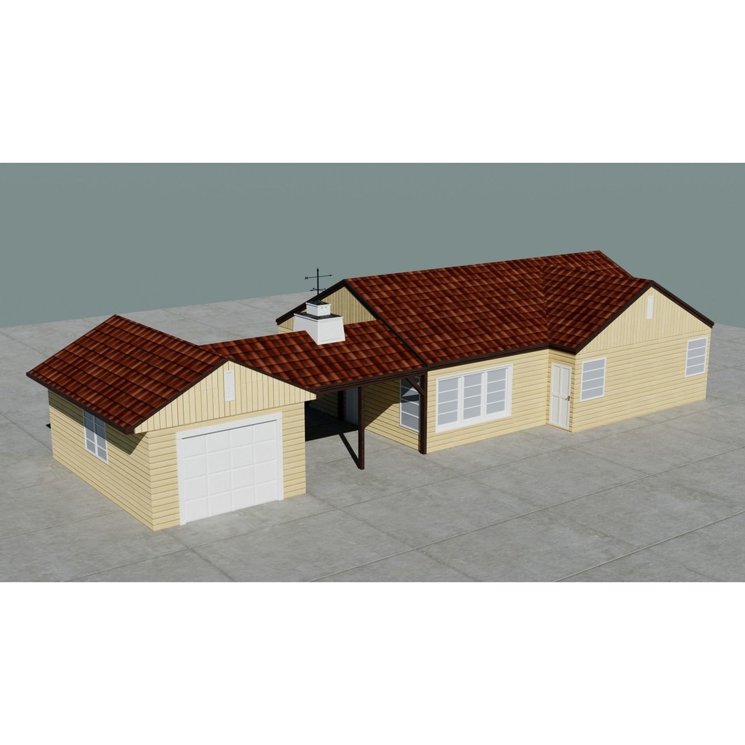 Small Town America Buildings 3D Model – Low Poly Game Asset, FBX - View 14