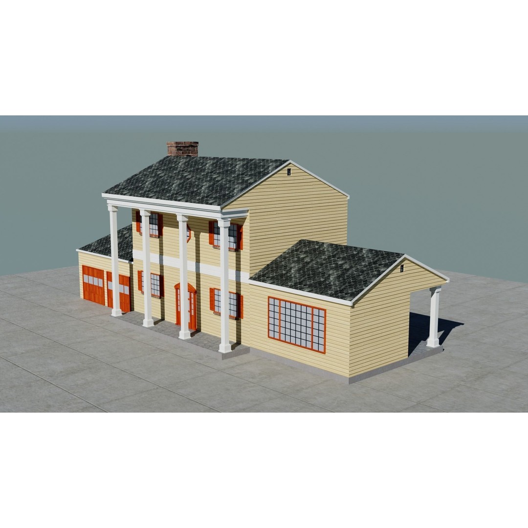 Small Town America Buildings 3D Model – Low Poly Game Asset, FBX - View 23