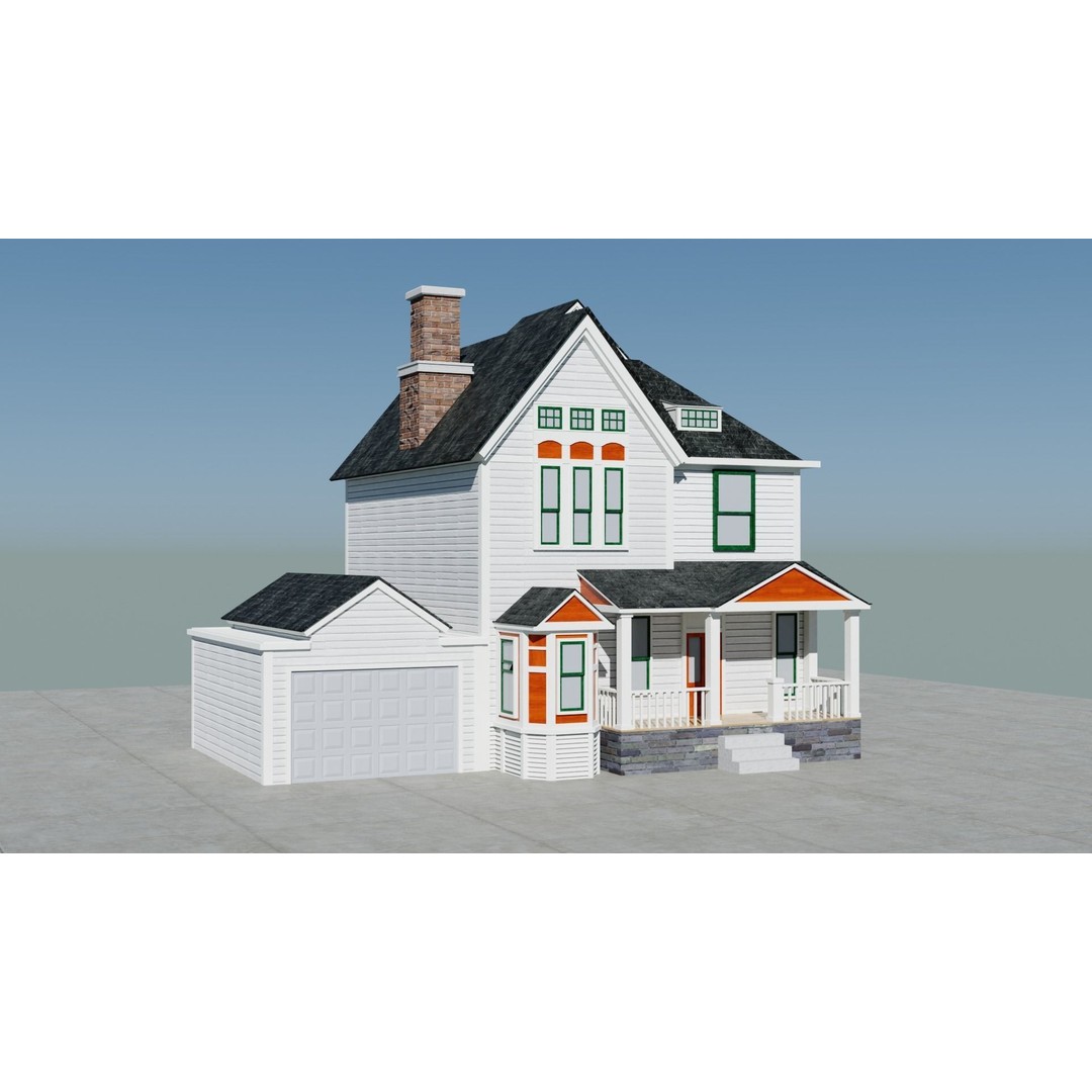 Small Town America Buildings 3D Model – Low Poly Game Asset, FBX - View 3