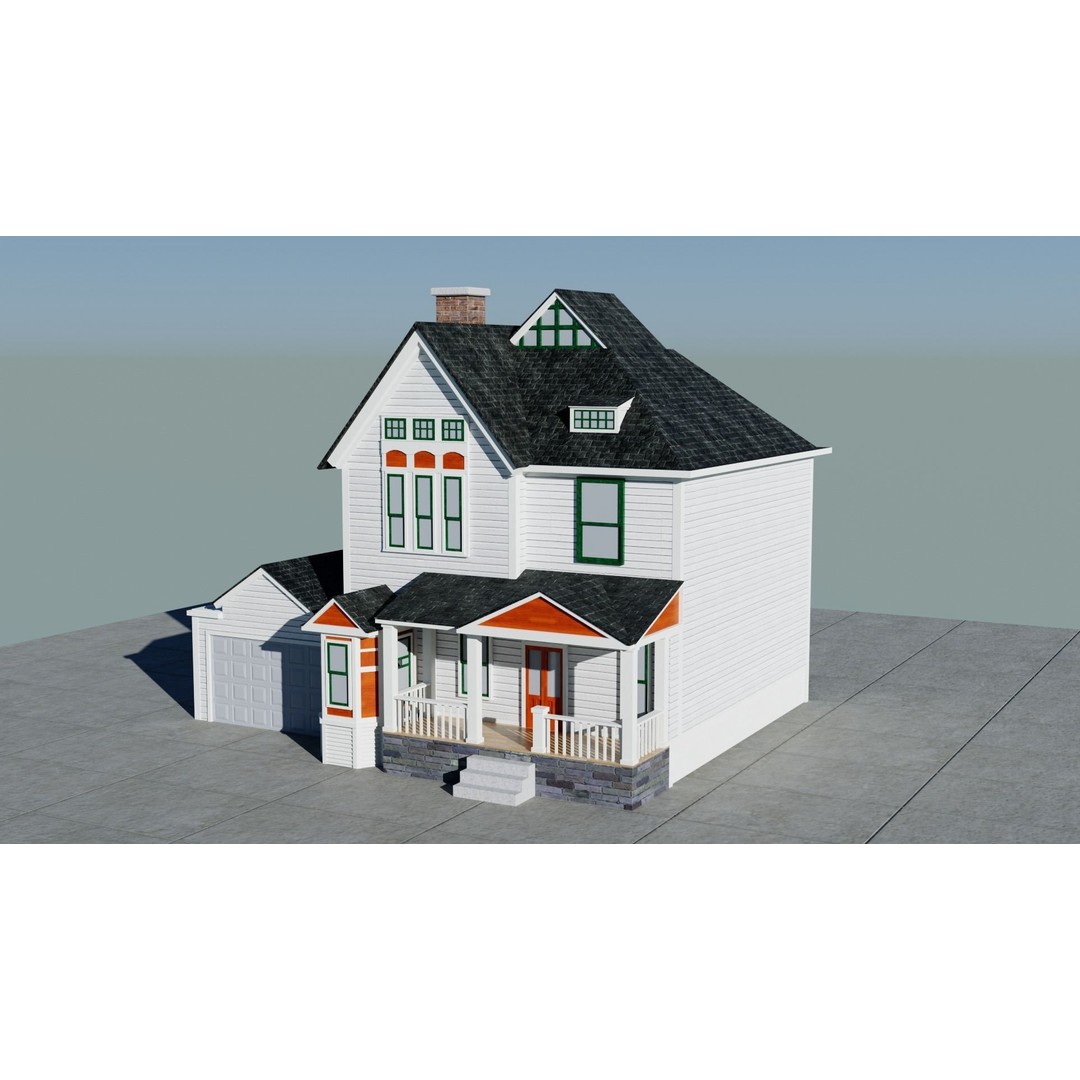 Small Town America Buildings 3D Model – Low Poly Game Asset, FBX - View 4