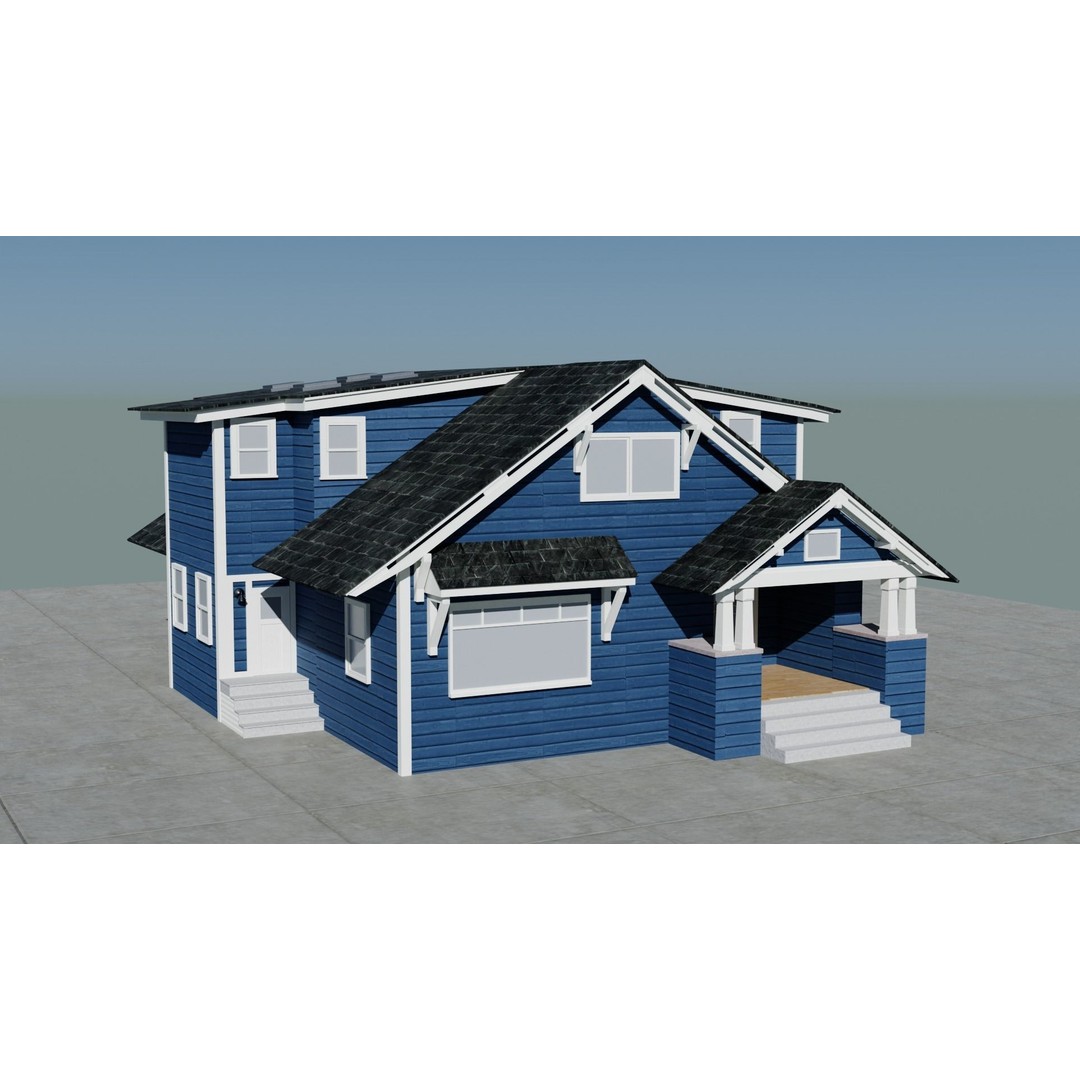 Small Town America Buildings 3D Model – Low Poly Game Asset, FBX - View 6