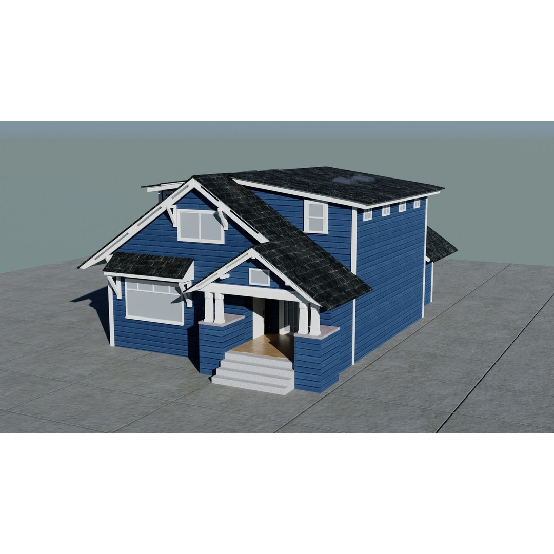 Small Town America Buildings 3D Model – Low Poly Game Asset, FBX - View 7