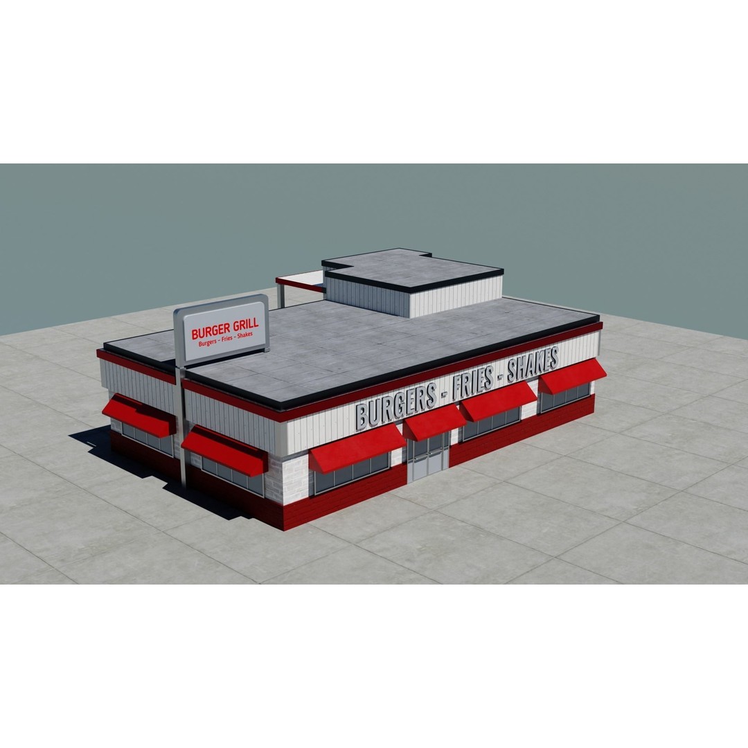 Small Town America Buildings 3D Model – Low Poly Game Asset, FBX - View 74