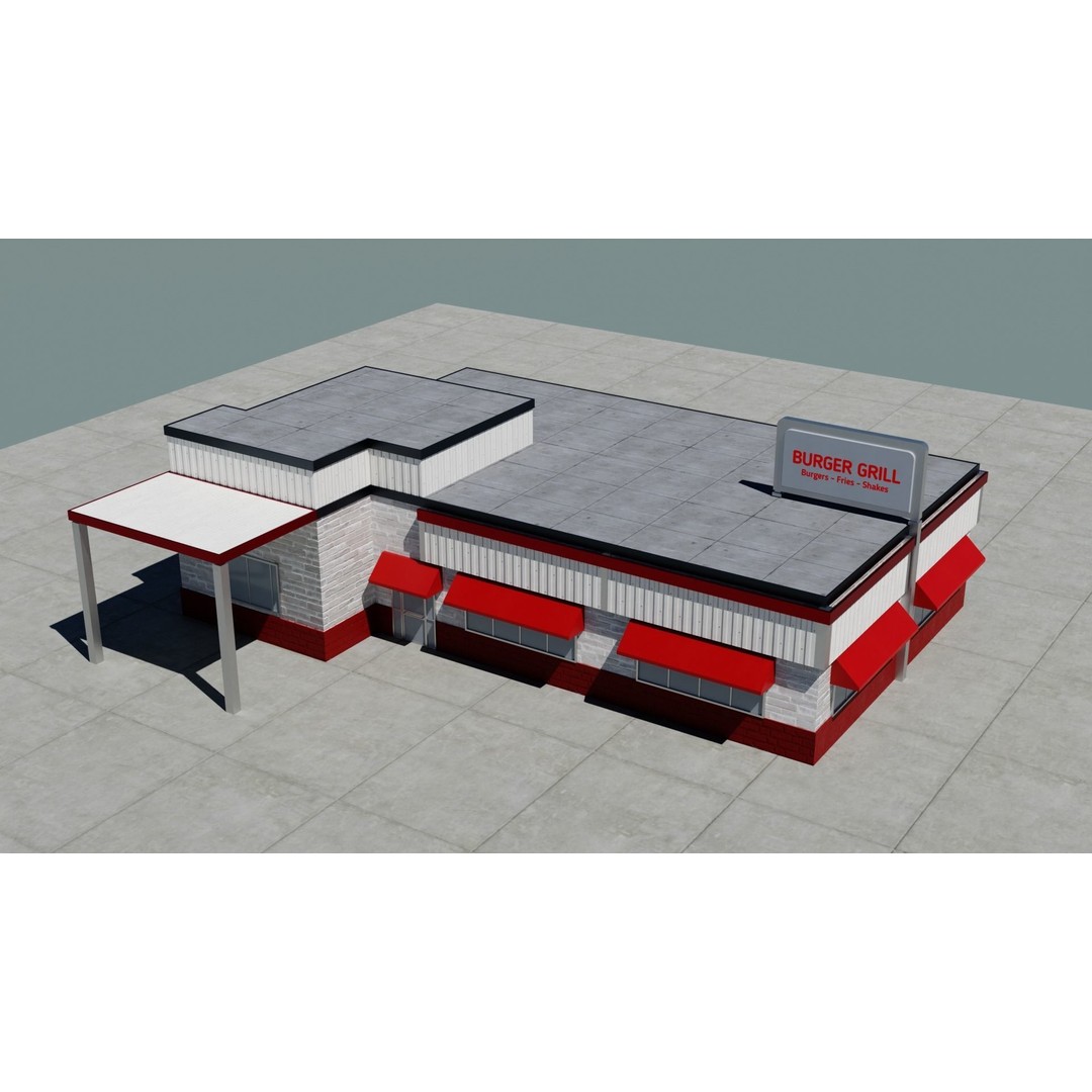 Small Town America Buildings 3D Model – Low Poly Game Asset, FBX - View 75