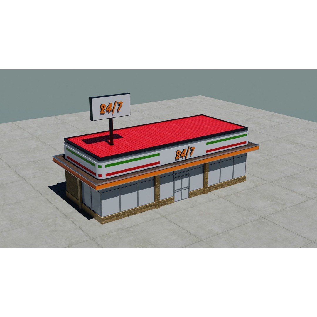 Small Town America Buildings 3D Model – Low Poly Game Asset, FBX - View 78