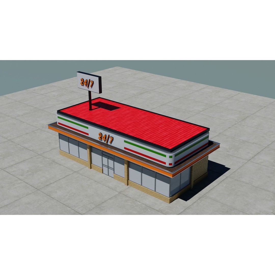 Small Town America Buildings 3D Model – Low Poly Game Asset, FBX - View 79