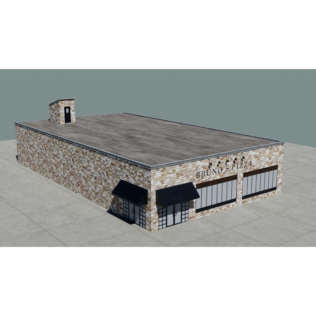 Small Town America Buildings 3D Model – Low Poly Game Asset, FBX - View 80