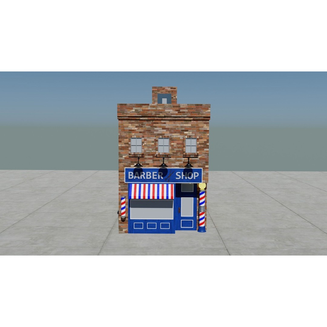 Small Town America Buildings 3D Model – Low Poly Game Asset, FBX - View 82