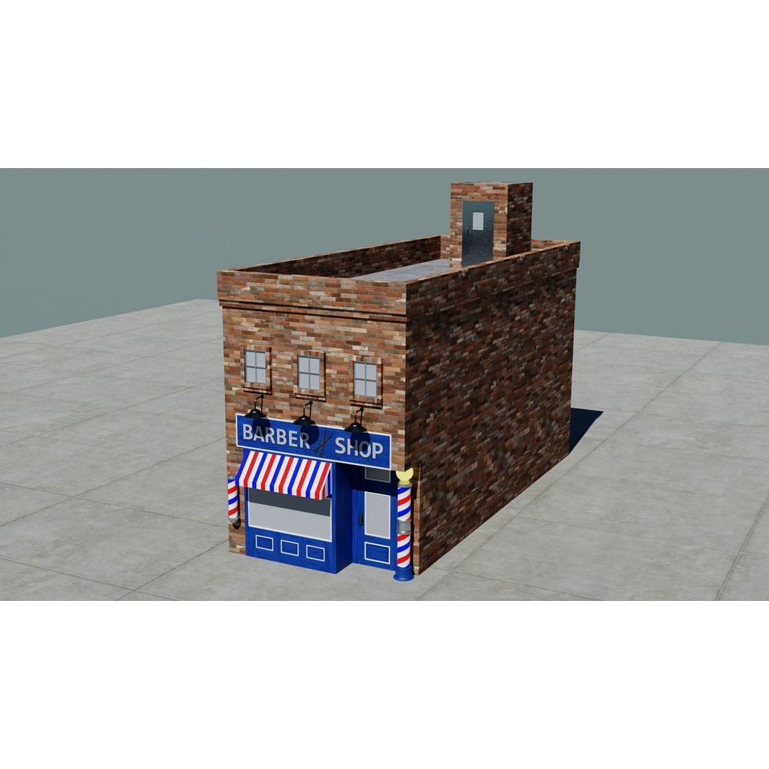 Small Town America Buildings 3D Model – Low Poly Game Asset, FBX - View 83