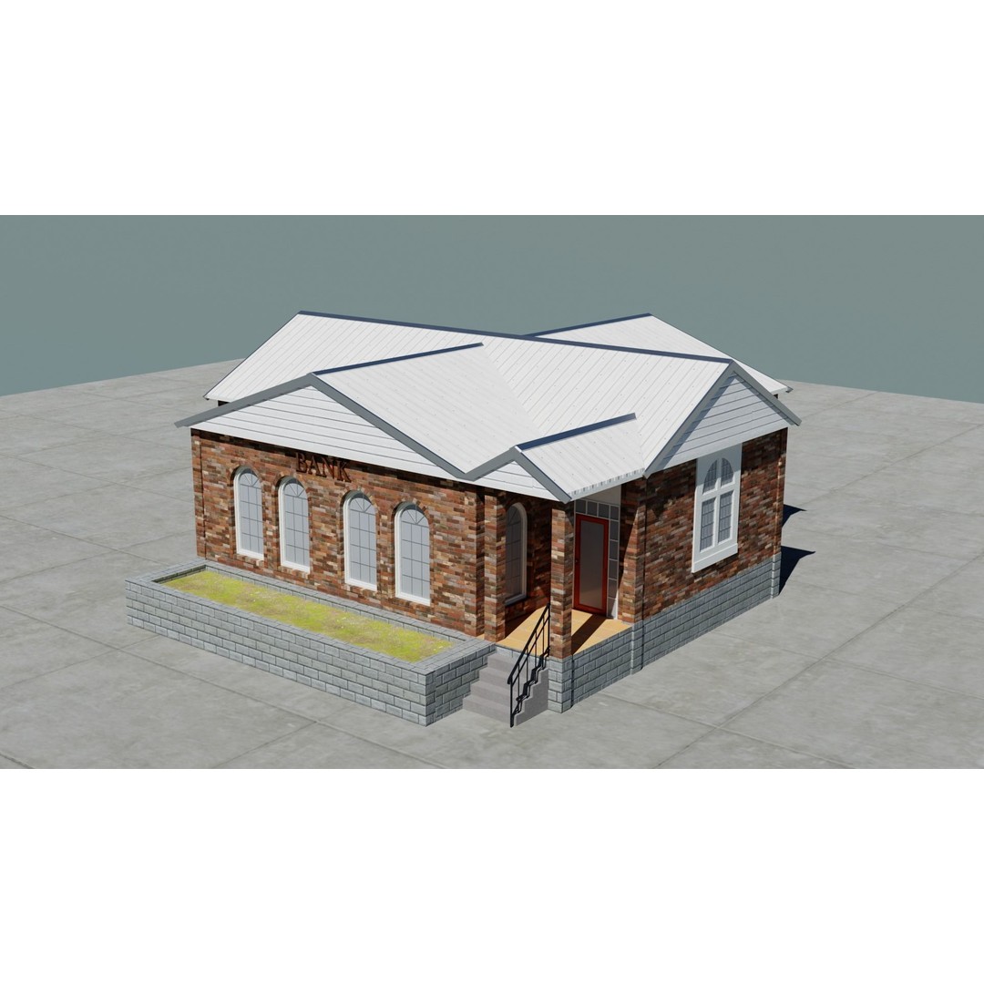 Small Town America Buildings 3D Model – Low Poly Game Asset, FBX - View 84