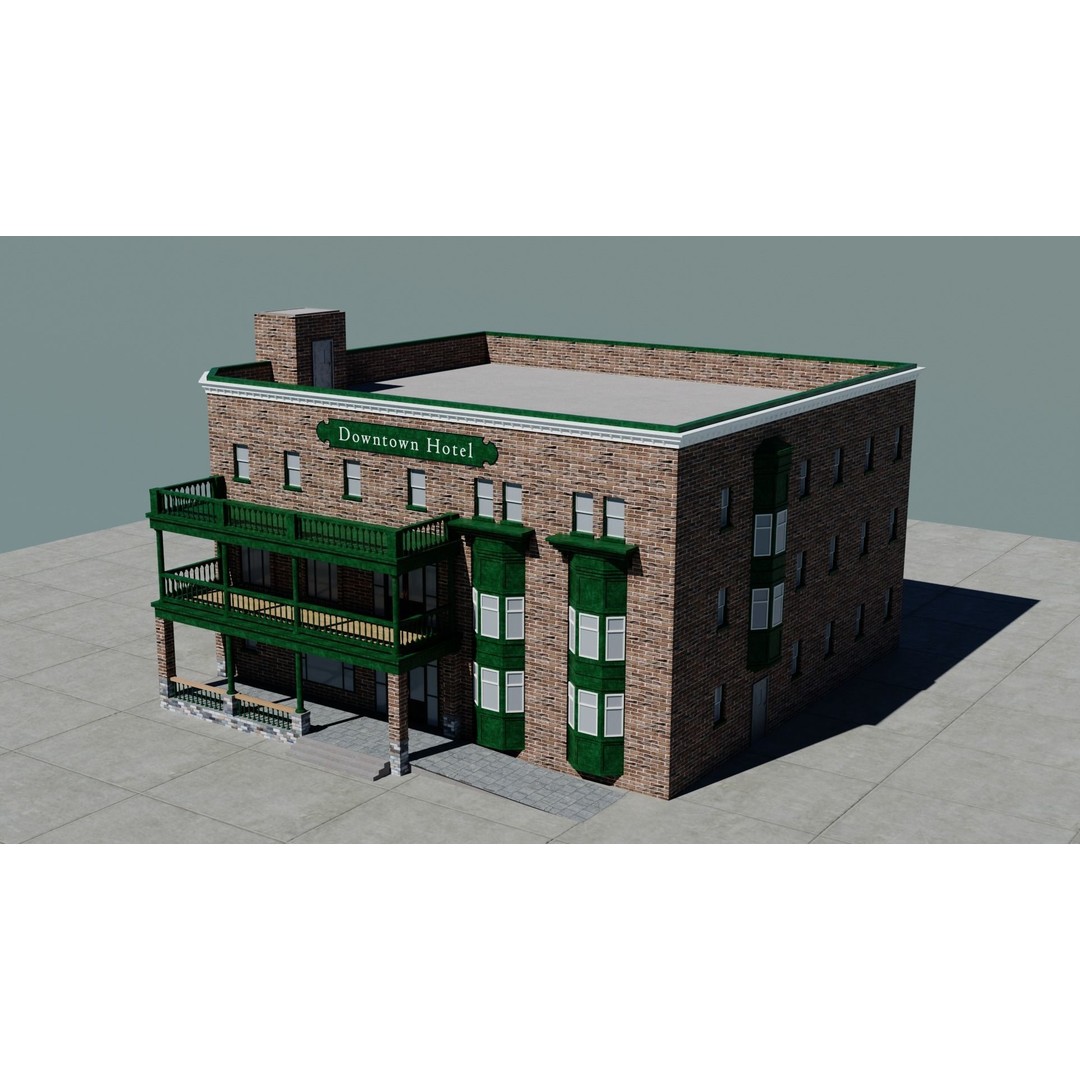 Small Town America Buildings 3D Model – Low Poly Game Asset, FBX - View 87