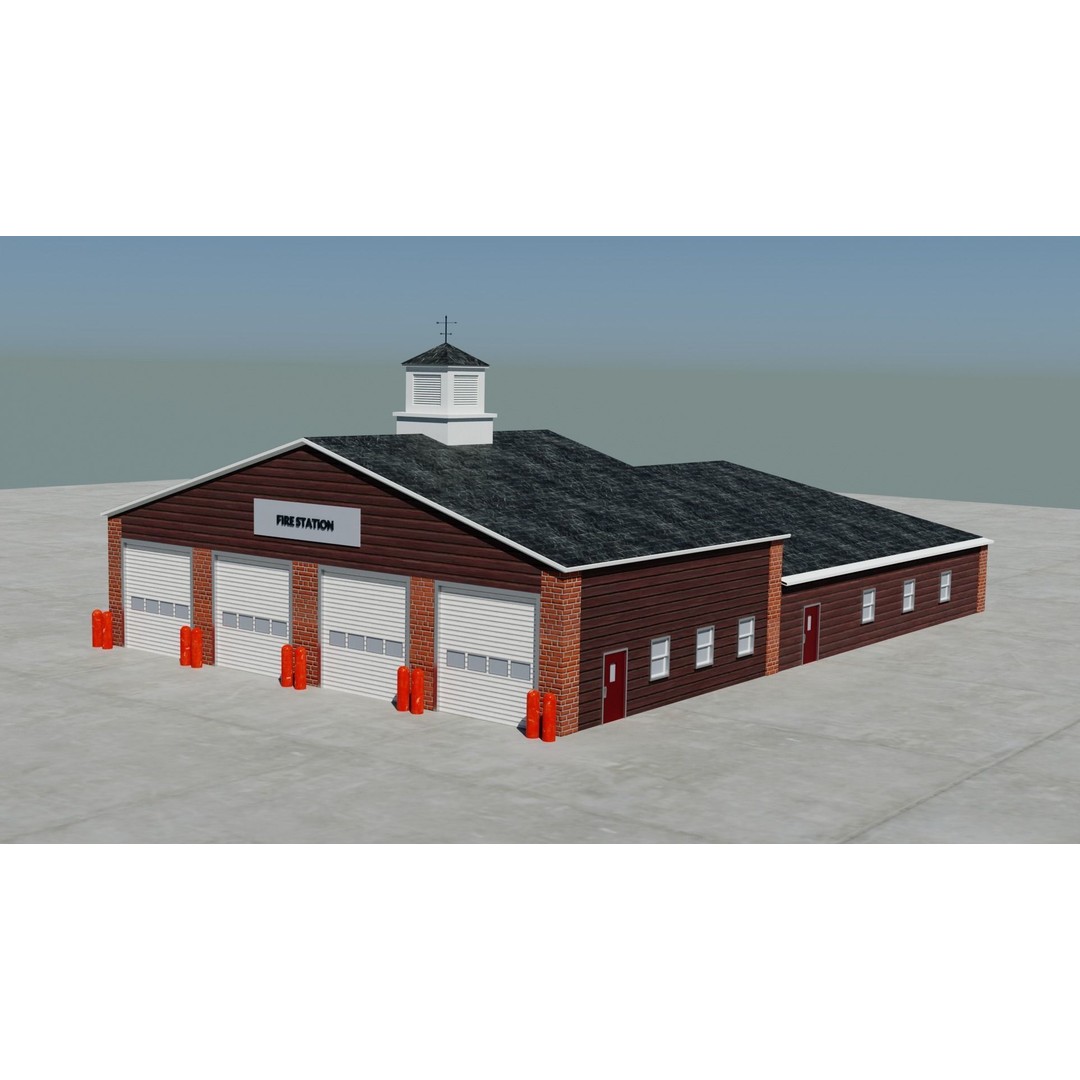 Small Town America Buildings 3D Model – Low Poly Game Asset, FBX - View 95