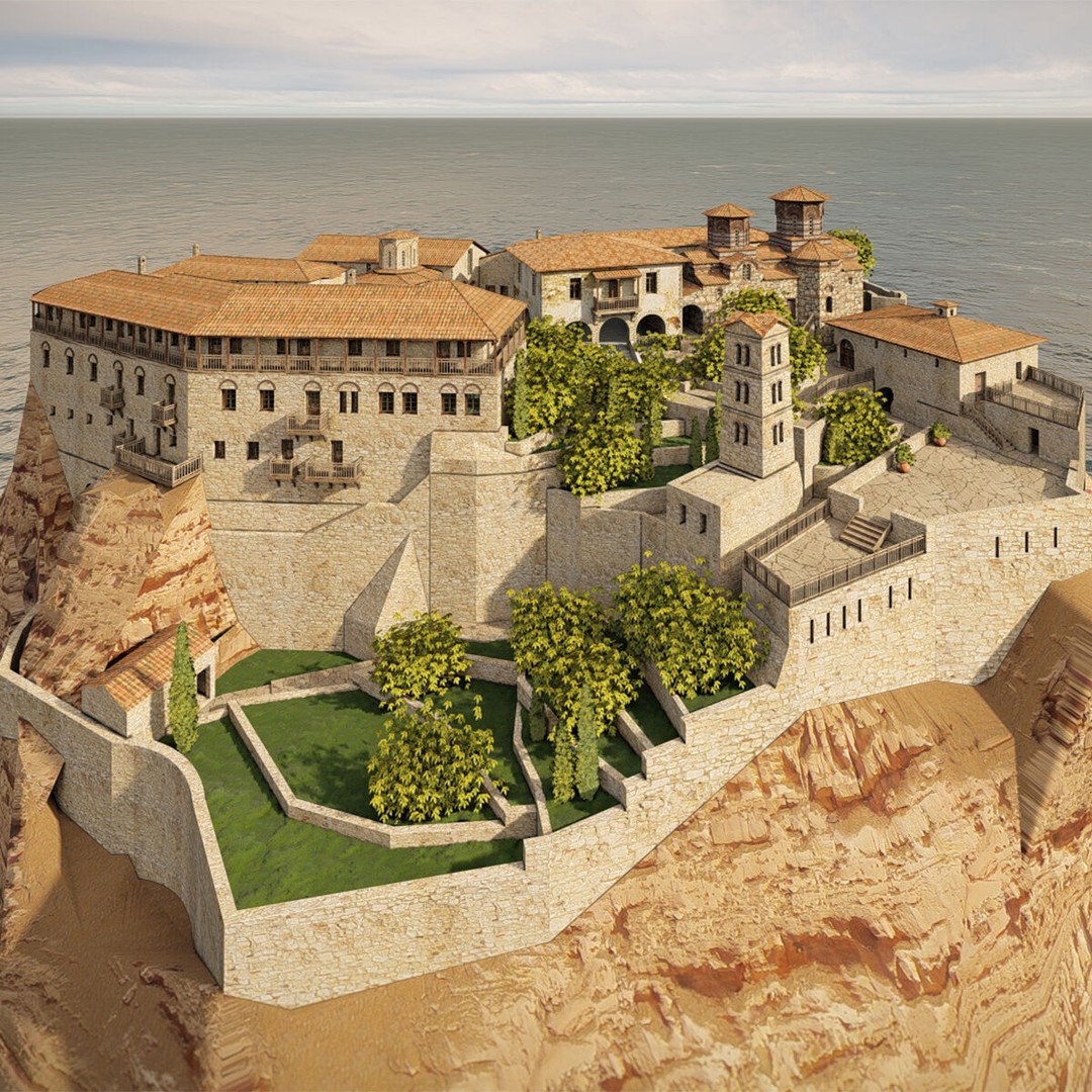 Island Citadel 3D Model – Historic Fortress with Textures, FBX - View 10