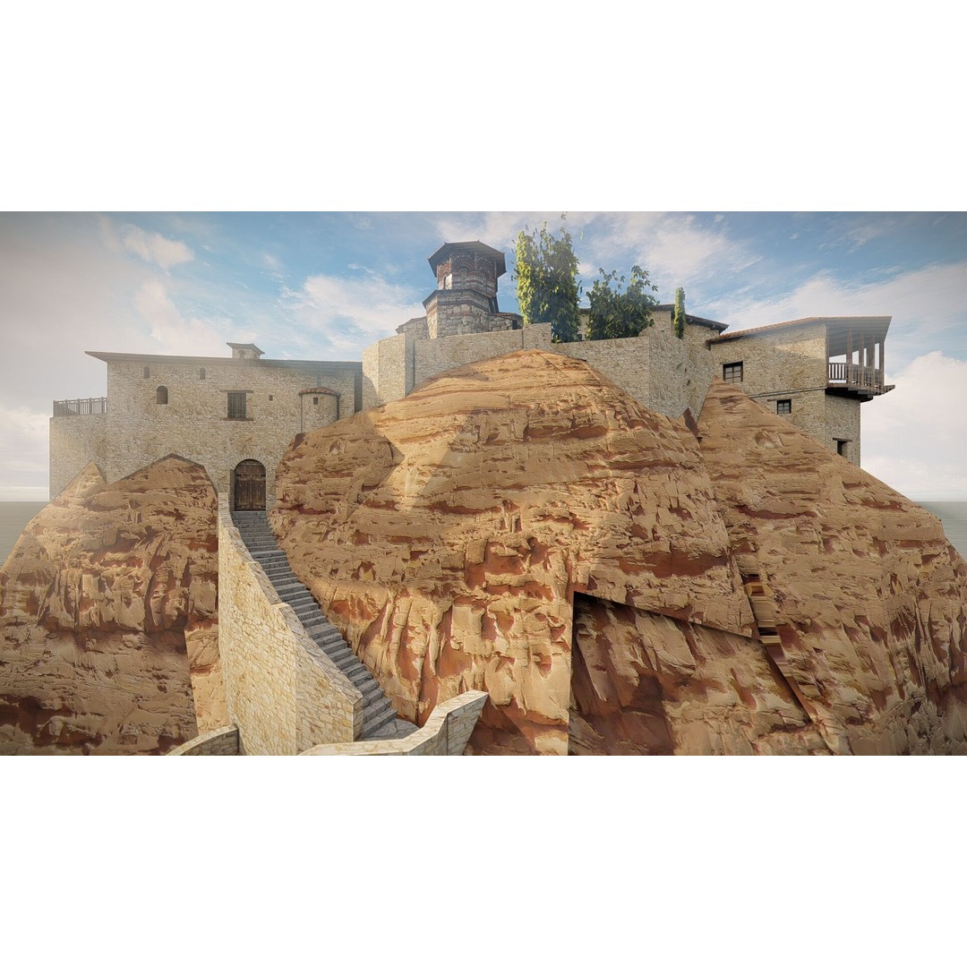 Island Citadel 3D Model – Historic Fortress with Textures, FBX - View 11