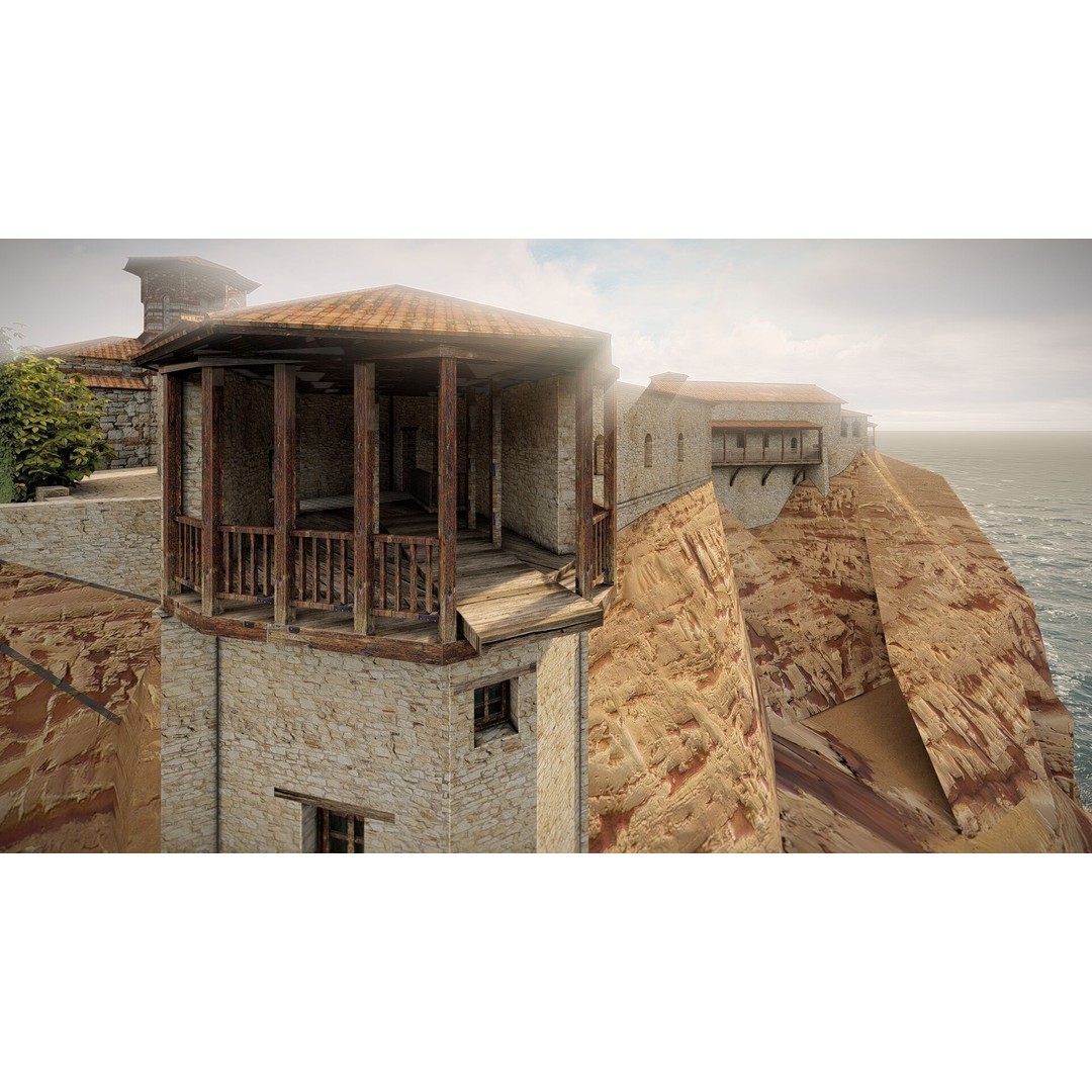Island Citadel 3D Model – Historic Fortress with Textures, FBX - View 14
