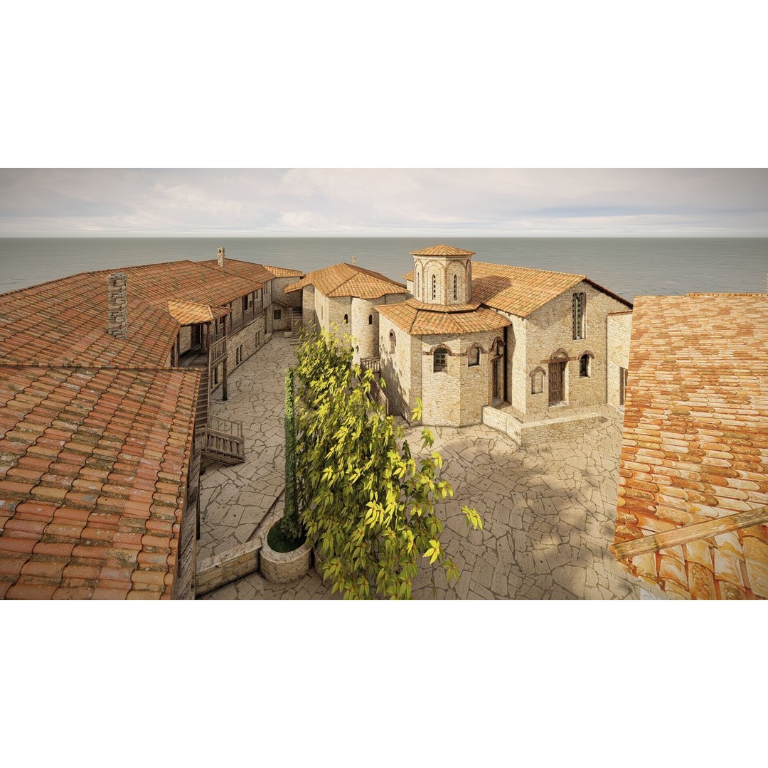 Island Citadel 3D Model – Historic Fortress with Textures, FBX - View 15