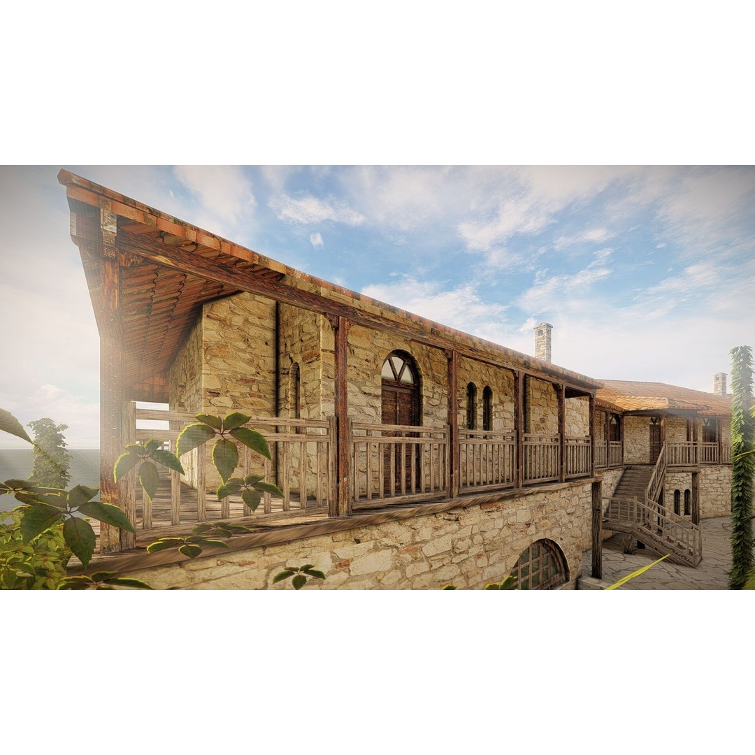 Island Citadel 3D Model – Historic Fortress with Textures, FBX - View 16