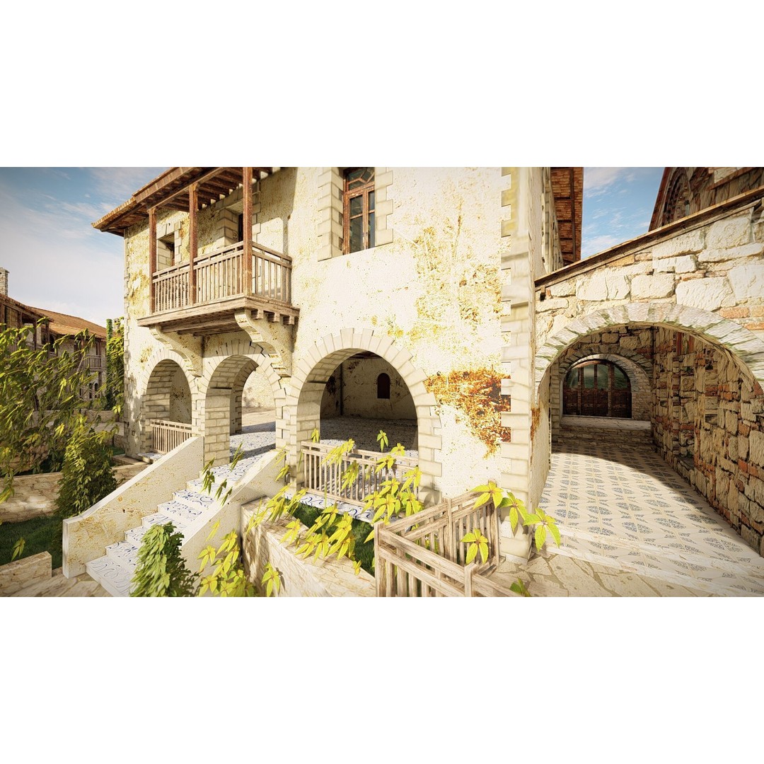 Island Citadel 3D Model – Historic Fortress with Textures, FBX - View 4