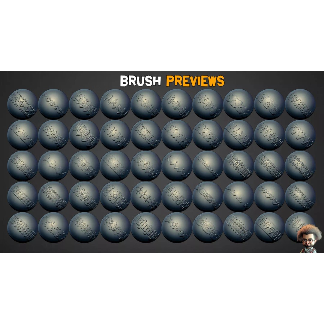 Ornamental Trim Brushes 3D Model – Low-Poly Set for ZBrush & Blender