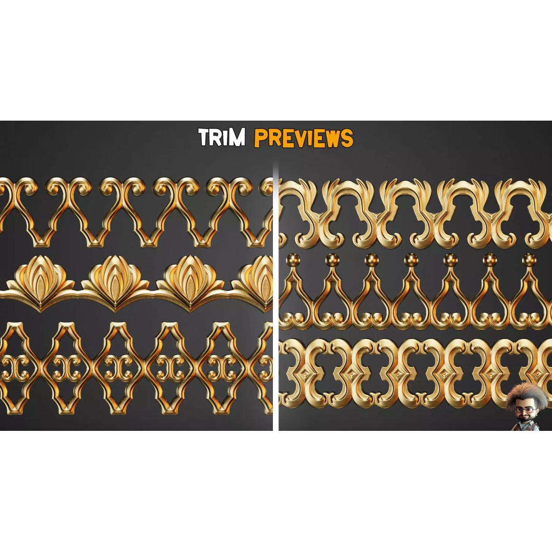 Ornamental Trim Brushes 3D Model – Low-Poly Set for ZBrush & Blender - View 10