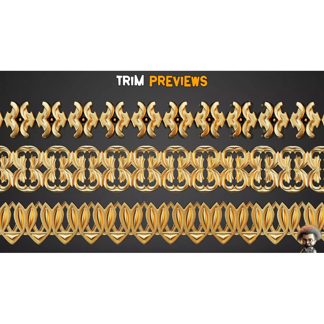 Ornamental Trim Brushes 3D Model – Low-Poly Set for ZBrush & Blender - View 11